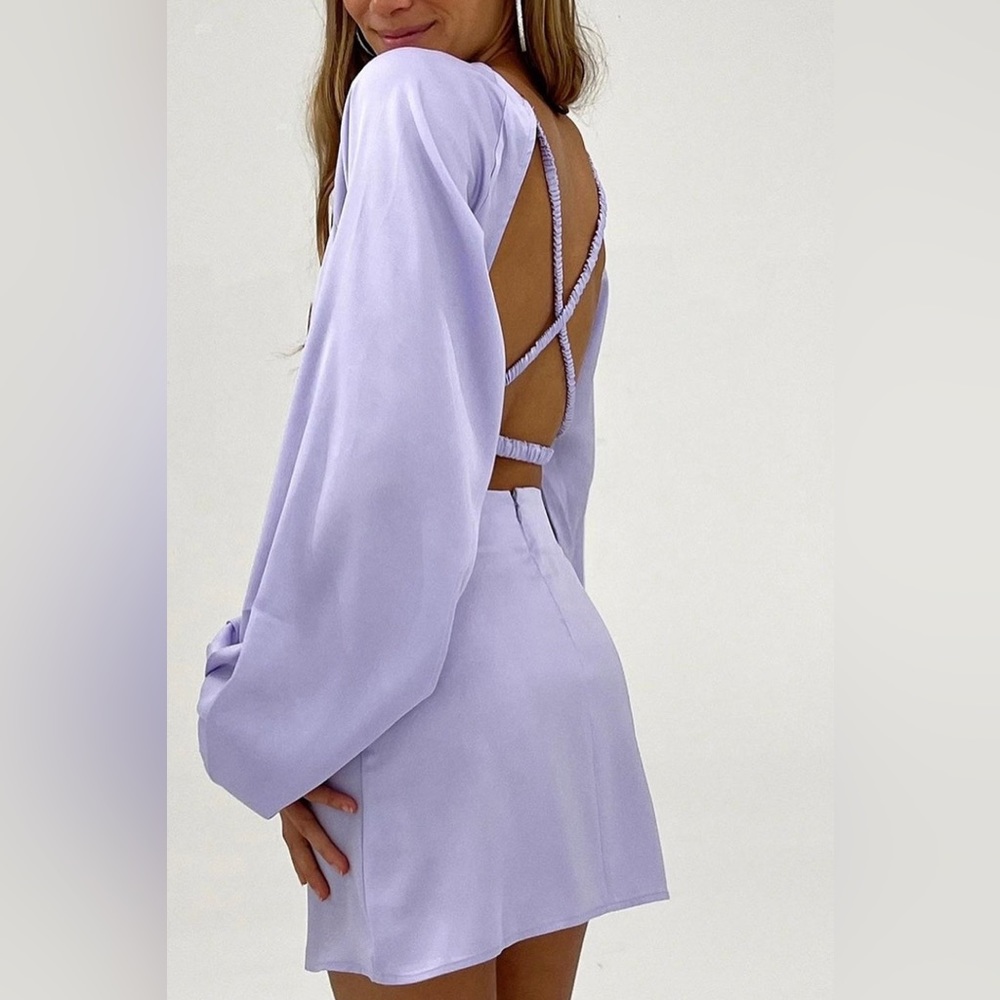 5/$20 MUST BUNDLE NWT WeWoreWhat Mini Slip Satin Charmeuse Skirt In Purple - Picture 4 of 15